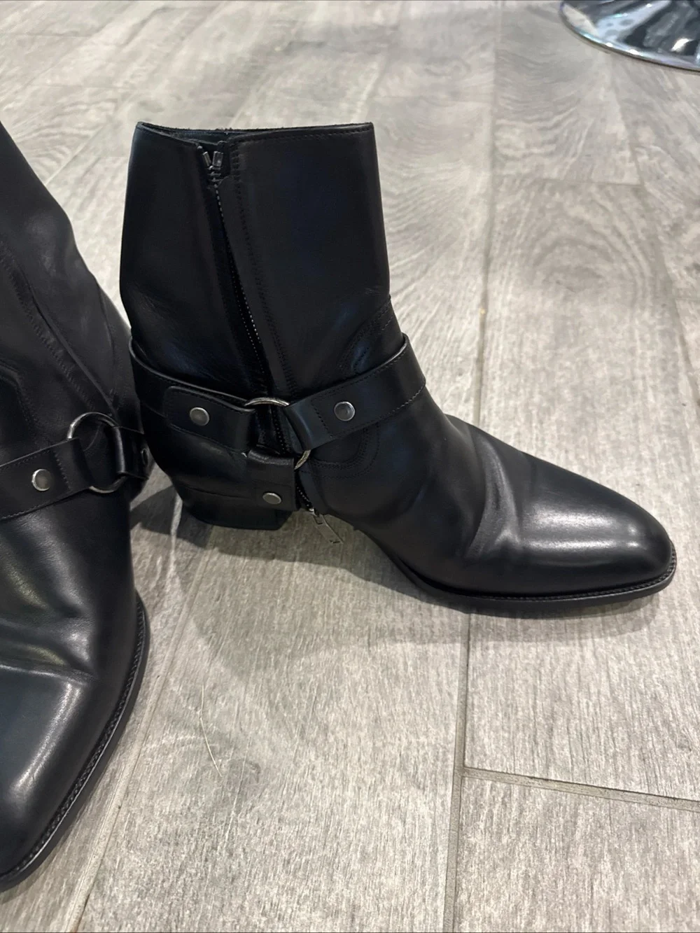 Authentic Yves St Laurent jodhpur ankle boot in smooth calfskin leather